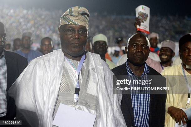 Former vice-president and presidential aspirant of the opposition All Progressives Congress Atiku Abubakar arrives to attend the presidential primary...