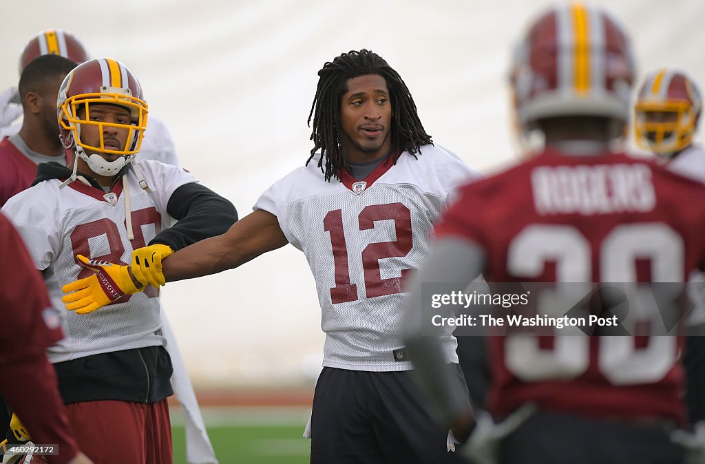 The Washington Redskins practice