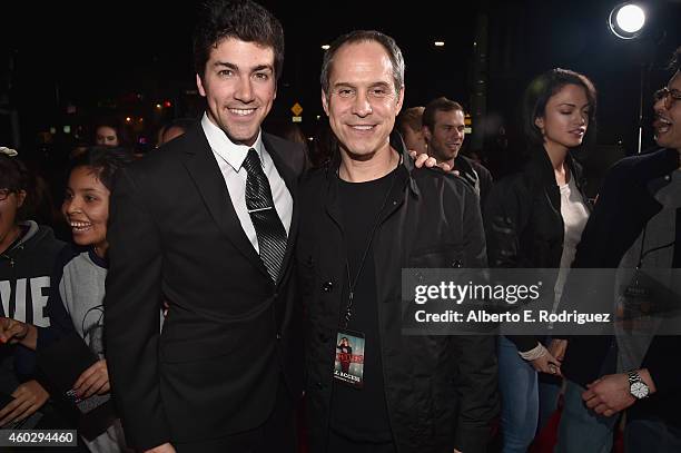 Director Alex Goyette and producer Brian Robbins attend the premiere of Awesomeness TV's "EXPELLED" at Westwood Village Theatre on December 10, 2014...