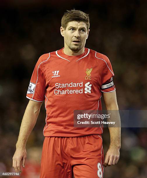 Steven Gerrard of Liverpool during the Barclays Premier League match between Liverpool and Sunderland at Anfield on December 6, 2014 in Liverpool,...