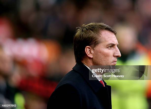 Liverpool manager Brendan Rogers during the Barclays Premier League match between Liverpool and Sunderland at Anfield on December 6, 2014 in...