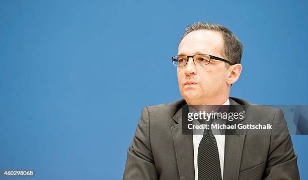 German Justice Minister Heiko Maas attends a press conference after the weekly cabinet meeting in the federal press confenrence to inform about plans...
