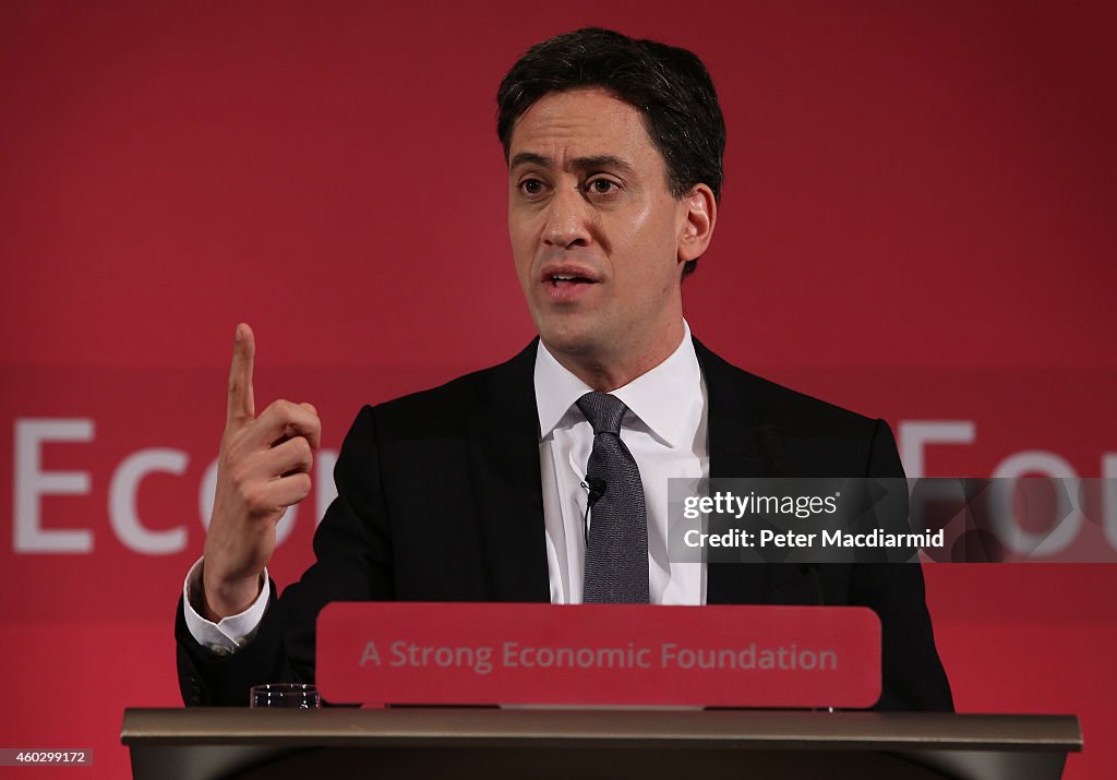Labour Leader Ed Miliband Gives A Speech On The Economy