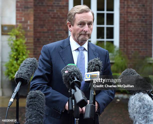 Irish Taoiseach Enda Kenny arrives for cross party talks at Stormont on December 11, 2014 in Belfast, Northern Ireland. During the cross-party talks...