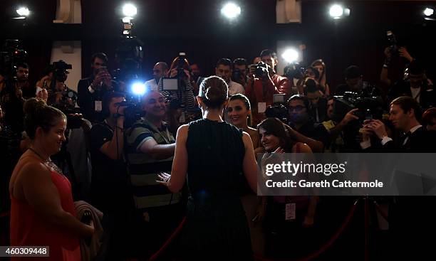 General view as Emily Blunt speaks to the media as she attends the IWC Filmmakers award during day two of the 11th Annual Dubai International Film...