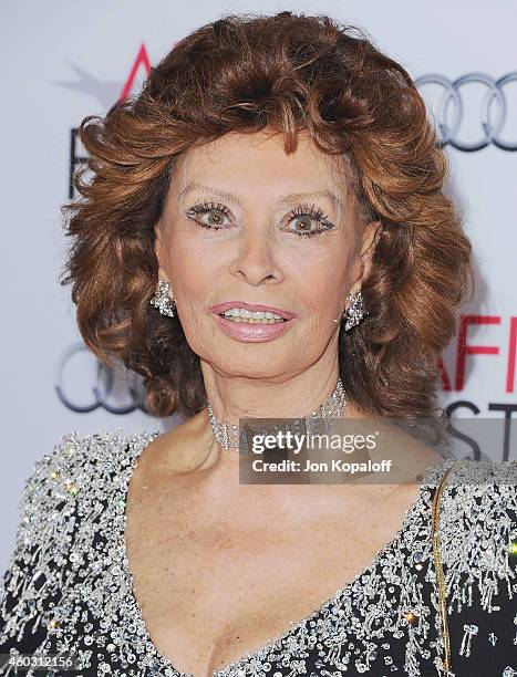 Sophia Loren arrives at the AFI FEST 2014 Presented By Audi A Special Tribute To Sophia Loren at Dolby Theatre on November 12, 2014 in Hollywood,...