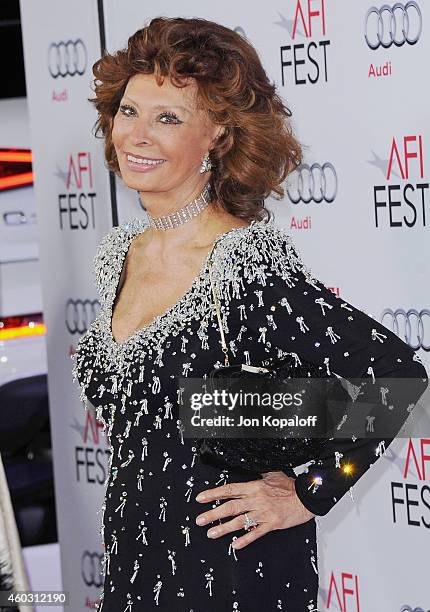 Sophia Loren arrives at the AFI FEST 2014 Presented By Audi A Special Tribute To Sophia Loren at Dolby Theatre on November 12, 2014 in Hollywood,...