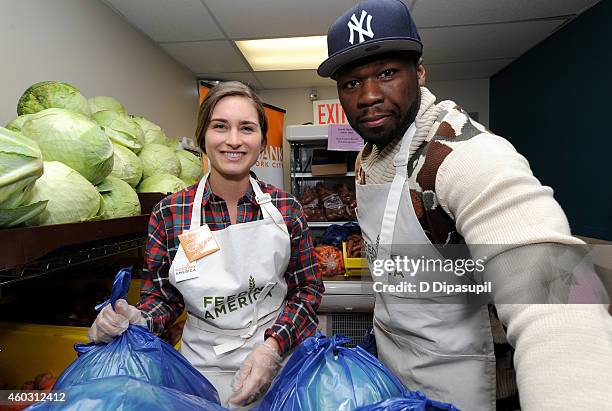 Founder of FEED Lauren Bush Lauren and 50 Cent attend Feeding America Hosts Bi-Coastal Celebrity Volunteer Event at the Food Bank For New York City’s...