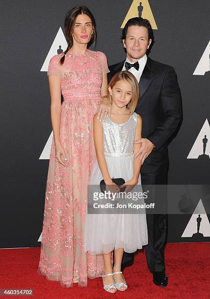 Model Rhea Durham, daughter Ella Wahlberg and actor Mark Wahlberg arrive at the Academy Of Motion Picture Arts And Sciences' Governors Awards at The...