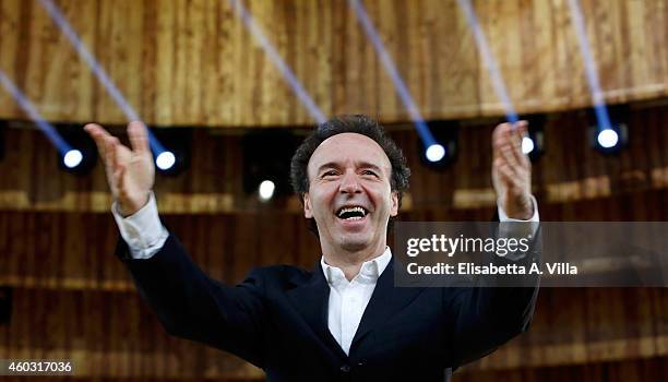 Italian actor and director Roberto Benigni attends 'I Dieci Comandamenti' Show Photocall at Cinecitta Studios on December 11, 2014 in Rome, Italy.