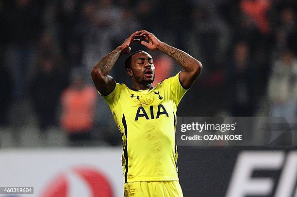 Tottenham's Danny Rose reacts during the UEFA Europa League Group C football match Besiktas vs Tottenham at Ataturk Olimpic Stadium in Istanbul on...