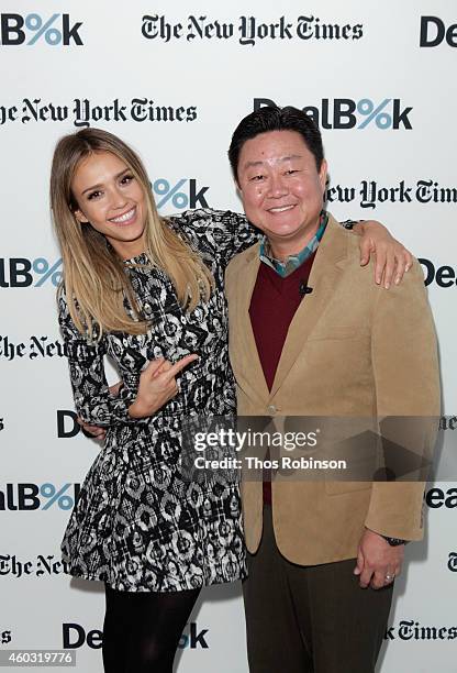 Founder of The Honest Company, Jessica Alba and Founder and CEO of The Honest Company, Brian Lee attend The New York Times DealBook Conference at One...