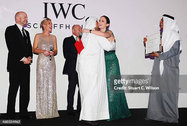 Marc Forster, Karoline Huber, IWC Brand Director Middle East, Georges Kern CEO IWC, Emily Blunt, Award winner Abdullah Al Boushehri and DIFF Chairman...