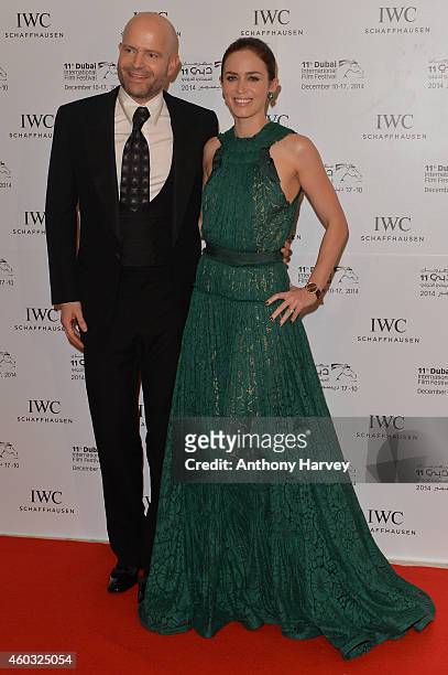 Ambassadors Marc Forster and Emily Blunt attend the IWC Filmmaker Award Night 2014 at The One & Only Royal Mirage on December 11, 2014 in Dubai,...
