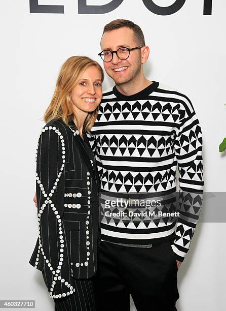 Danielle Sherman and Todd Selby attend the Edun Pre Fall Dinner at Alison Jacques Gallery on December 11, 2014 in London, England.