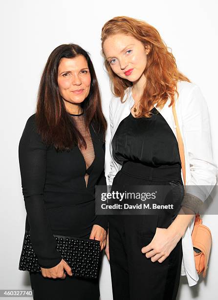 Ali Hewson and Lily Cole attend the Edun Pre Fall Dinner at Alison Jacques Gallery on December 11, 2014 in London, England.