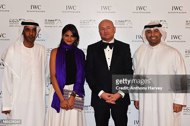 Nominees Saeed Salmeen, Ahd Kamel, IWC CEO Georges Kern and winner Abdullah Al Boushhri during the IWC Filmmaker Award Night 2014 at The One & Only...
