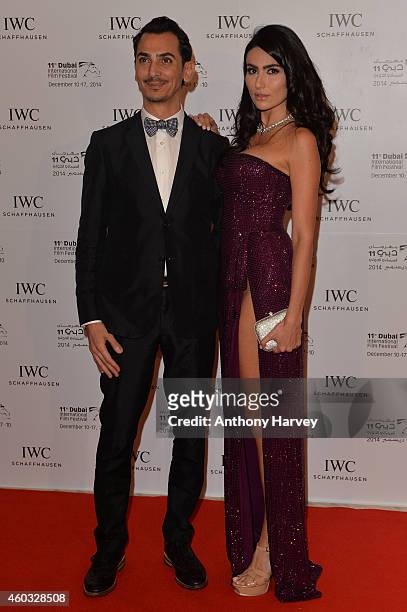 Rami Al Ali and Diala Makki during the IWC Filmmaker Award Night 2014 at The One & Only Royal Mirage on December 11, 2014 in Dubai, United Arab...