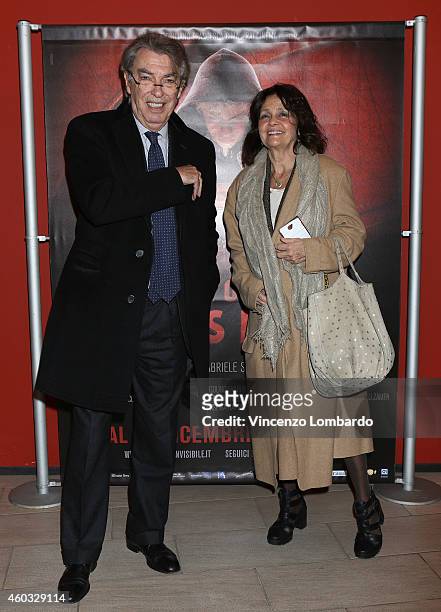 Massimo Moratti and Milly Moratti attend the "Il Ragazzo Invisibile" premiere photocall on December 11, 2014 in Milan, Italy.