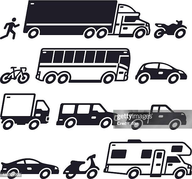 stockillustraties, clipart, cartoons en iconen met vehicle transportation symbols - bromfiets