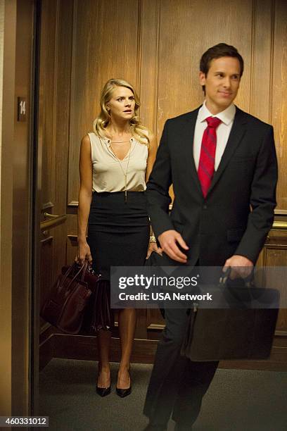 New Development" Episode 108 -- Pictured: Eliza Coupe as Nina, Carter MacIntyre as Trent --