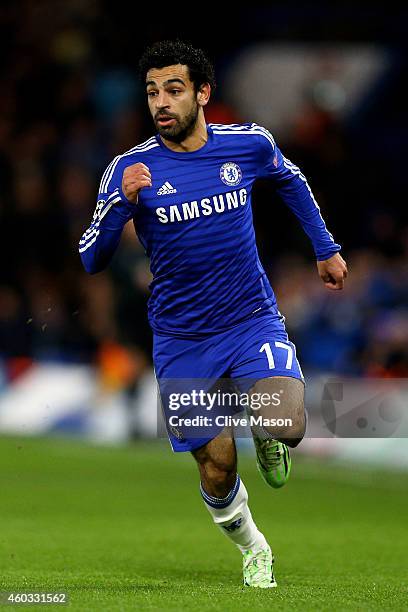 Mohamed Salah of Chelsea in action during the UEFA Champions League group G match between Chelsea and Sporting Clube de Portugal at Stamford Bridge...