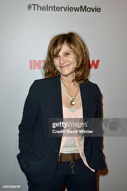 Co-Chairman of Sony Pictures Entertainment Amy Pascal attends the Premiere of Columbia Pictures' "The Interview" at The Theatre at Ace Hotel Downtown...