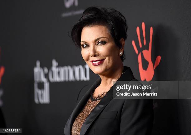 Personality Kris Jenner attends The Inaugural Diamond Ball presented by Rihanna and The Clara Lionel Foundation at The Vineyard on December 11, 2014...