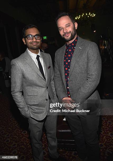 Honoree Aziz Ansari and actor/comedian Nick Kroll attend the pre-reception for Variety's 5th annual Power of Comedy presented by TBS benefiting the...