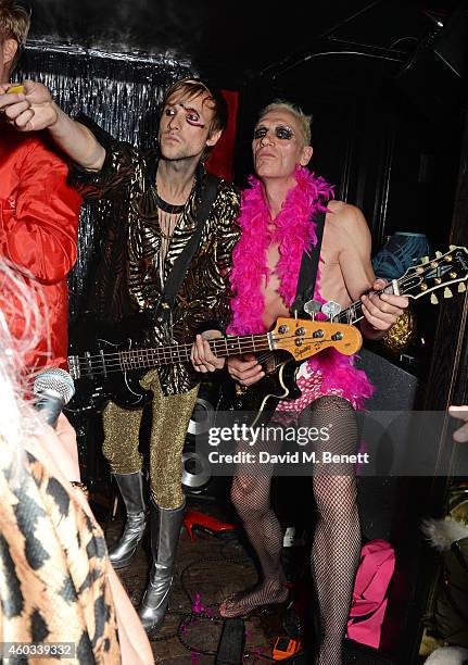 Fag Junky performs at the Glam Rock Christmas party to celebrate the collaboration between House of Hackney and Terry De Havilland at The Scotch of...