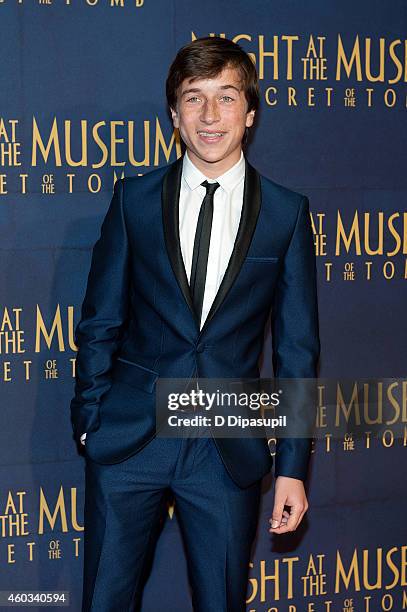 Skyler Gisondo attends the "Night At The Museum: Secret Of The Tomb" New York Premiere at the Ziegfeld Theater on December 11, 2014 in New York City.