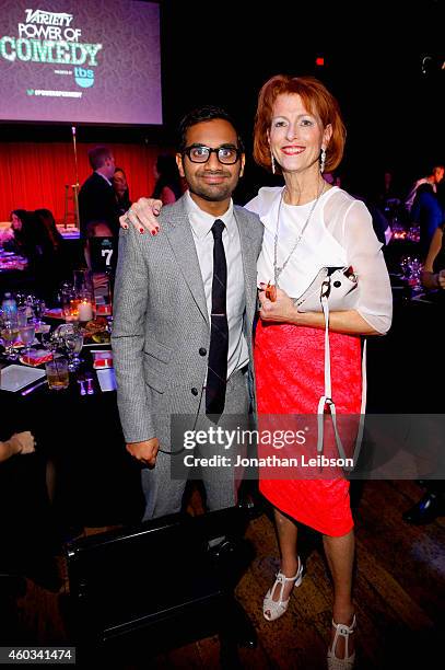 Honoree Aziz Ansari and Founder & CEO of the Noreen Fraser Foundation, Noreen Fraser attend Variety's 5th annual Power of Comedy presented by TBS...