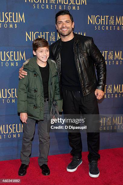 Mark Consuelos and guest attend the "Night At The Museum: Secret Of The Tomb" New York Premiere at the Ziegfeld Theater on December 11, 2014 in New...