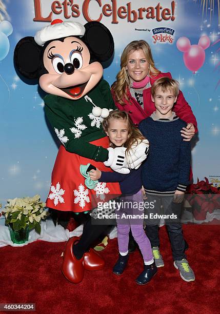 Actress Alison Sweeney and her children Ben Sanov and Megan Hope Sanov attend the Disney On Ice Presents Let's Celebrate! event at Staples Center on...