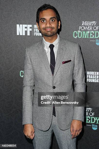 Honoree Aziz Ansari attends Variety's Power of Comedy Event Honoring Aziz Ansari at The Belasco Theater on December 11, 2014 in Los Angeles,...