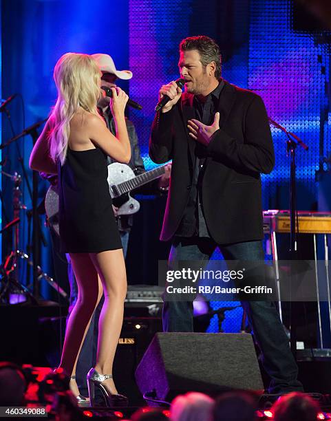 Ashley Monroe and Blake Shelton are seen at 'Jimmy Kimmel Live' on December 11, 2014 in Los Angeles, California.