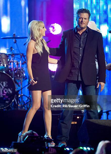 Ashley Monroe and Blake Shelton are seen at 'Jimmy Kimmel Live' on December 11, 2014 in Los Angeles, California.