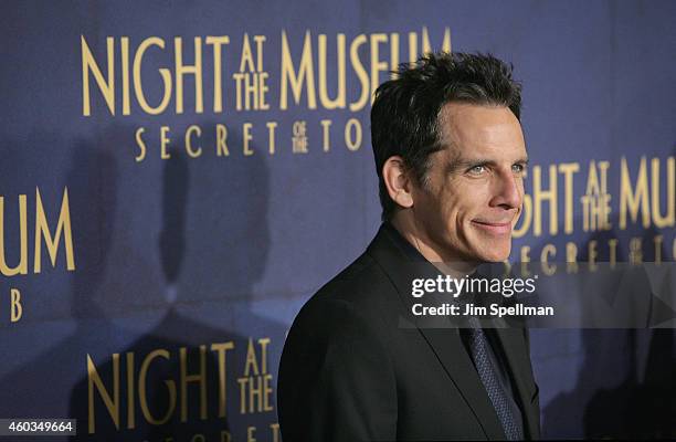 Actor Ben Stiller attends the Night At The Museum: Secret Of The Tomb" New York premiere at the Ziegfeld Theater on December 11, 2014 in New York...