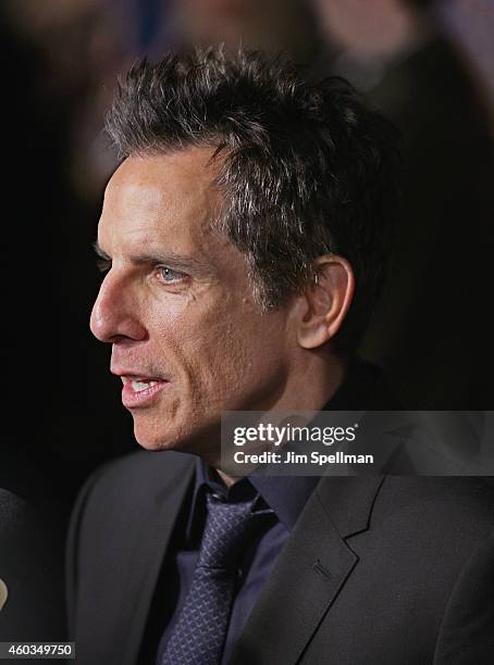 Actor Ben Stiller attends the Night At The Museum: Secret Of The Tomb" New York premiere at the Ziegfeld Theater on December 11, 2014 in New York...