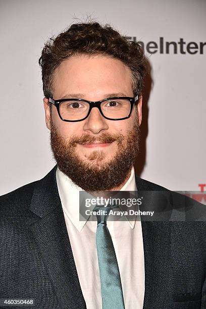 Seth Rogen arrives at the Los Angeles premiere of 'The Interview' held at The Theatre at Ace Hotel Downtown LA on December 11, 2014 in Los Angeles,...