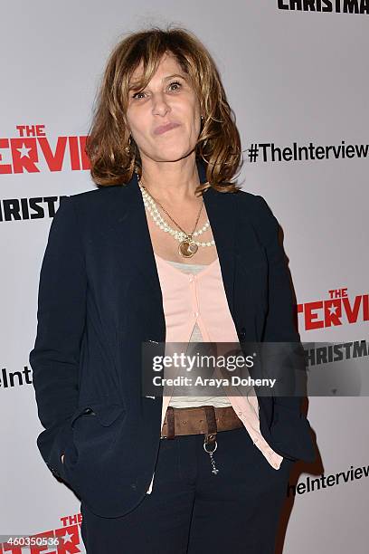 Amy Pascal arrives at the Los Angeles premiere of 'The Interview' held at The Theatre at Ace Hotel Downtown LA on December 11, 2014 in Los Angeles,...