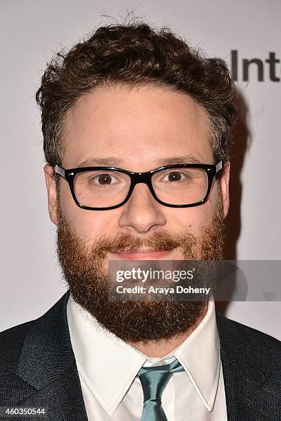 Seth Rogen arrives at the Los Angeles premiere of 'The Interview' held at The Theatre at Ace Hotel Downtown LA on December 11, 2014 in Los Angeles,...