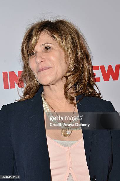 Amy Pascal arrives at the Los Angeles premiere of 'The Interview' held at The Theatre at Ace Hotel Downtown LA on December 11, 2014 in Los Angeles,...
