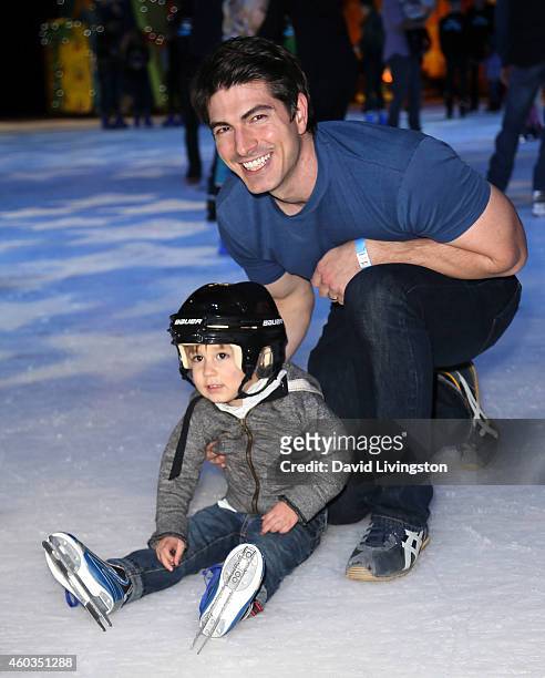 Actor Brandon Routh and son Leo James Routh attend Disney On Ice presents Let's Celebrate! at Staples Center on December 11, 2014 in Los Angeles,...