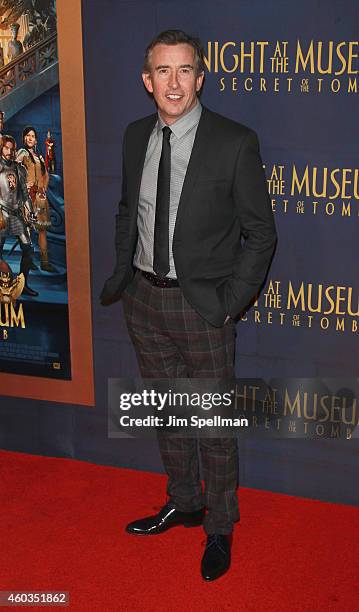 Actor Steve Coogan attends the Night At The Museum: Secret Of The Tomb" New York premiere at the Ziegfeld Theater on December 11, 2014 in New York...