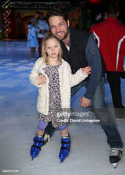 Actor Jason Priestley and daughter Ava Veronica Priestley attend Disney On Ice presents Let's Celebrate! at Staples Center on December 11, 2014 in...