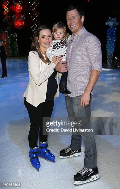 Actress Beverley Mitchell, husband Michael Cameron and daughter Kenzie Lynne Cameron attend Disney On Ice presents Let's Celebrate! at Staples Center...