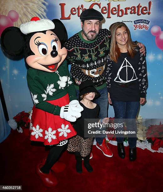 Singer Joey Fatone and children Briahna Joely Fatone and Kloey Alexandra Fatone attend Disney On Ice presents Let's Celebrate! at Staples Center on...