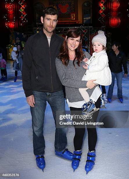 Actress Sara Rue , husband Kevin Price and daughter Talulah Rue Price attend Disney On Ice presents Let's Celebrate! at Staples Center on December...