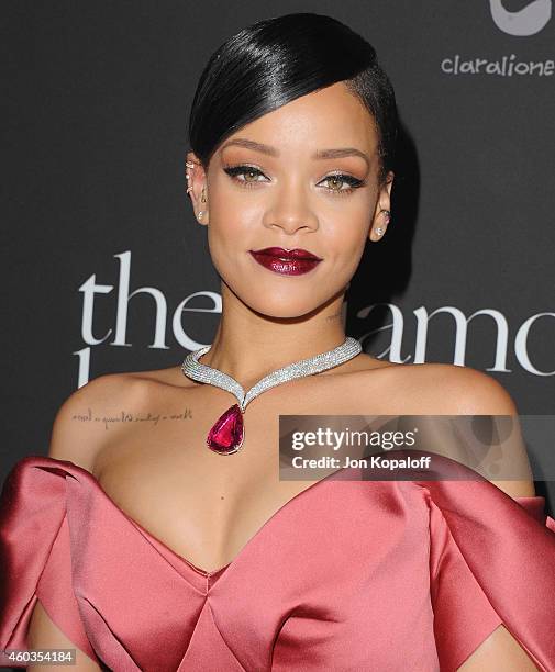 Rihanna arrives at Rihanna's First Annual Diamond Ball at The Vineyard on December 11, 2014 in Beverly Hills, California.